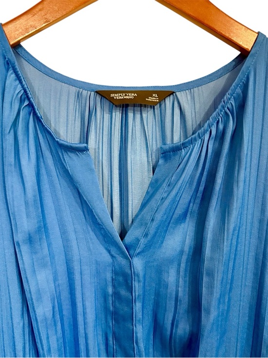 Simply Vera Vera Wang Blue Pleated Flutter Sleeve Mini Dress XL - Picture 3 of 7